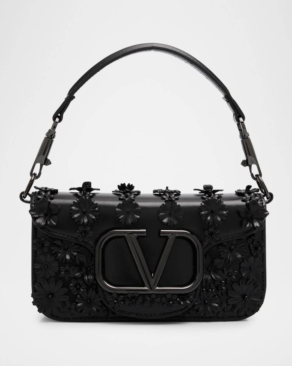 Loco Small VLOGO Flower Leather Shoulder Bag